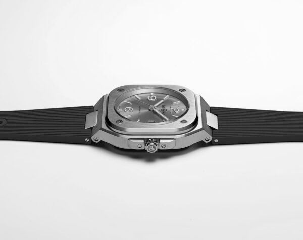 BELL & ROSS BR05 GREY STEEL 40MM BLACK RUBBER STRAP - Image 3