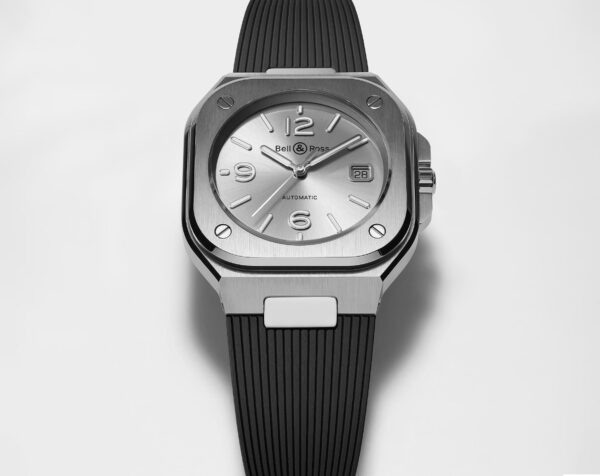 BELL & ROSS BR05 GREY STEEL 40MM BLACK RUBBER STRAP - Image 2