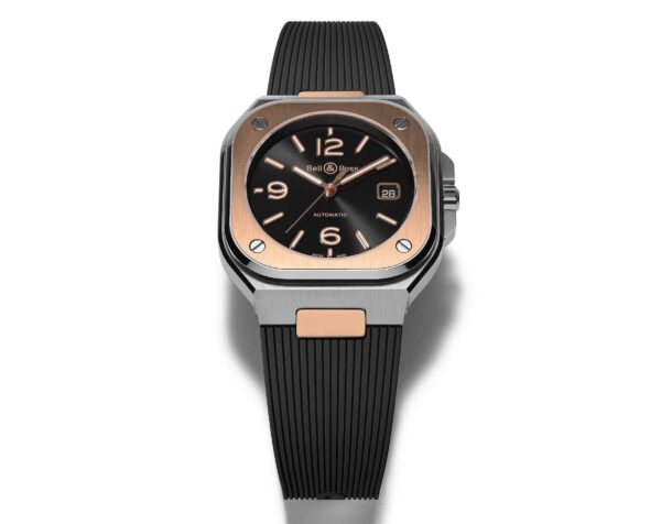 BELL & ROSS BR05 BLACK STEEL & GOLD 40MM RUBBER STRAP - Image 2