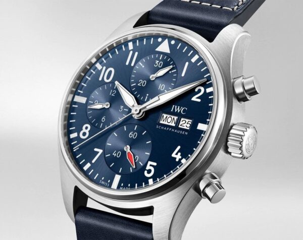 IWC PILOT'S WATCH CHRONOGRAPH 41 BLUE DIAL BLUE LEATHER STRAP - Image 3