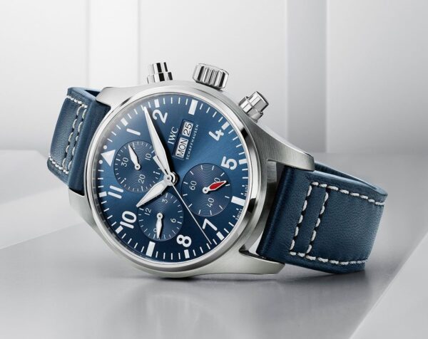 IWC PILOT'S WATCH CHRONOGRAPH 41 BLUE DIAL BLUE LEATHER STRAP - Image 2