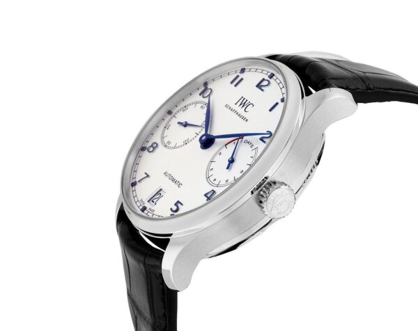 IWC PORTUGIESER CHRONOGRAPH AUTOMATIC WHITE DIAL BLACK LEATHER BELT - Image 7