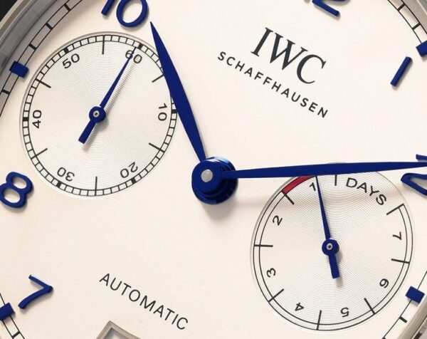 IWC PORTUGIESER CHRONOGRAPH AUTOMATIC WHITE DIAL BLACK LEATHER BELT - Image 5