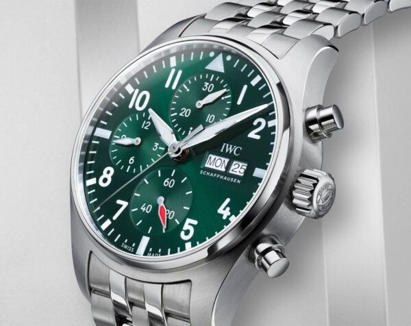 IWC PILOT'S WATCH CHRONOGRAPH 41 GREEN DIAL STEEL - Image 4