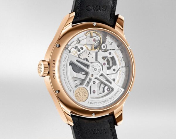 IWC PORTUGIESER ANNUAL CALENDER WHITE DIAL ROSE GOLD BLACK LEATHER BELT - Image 3