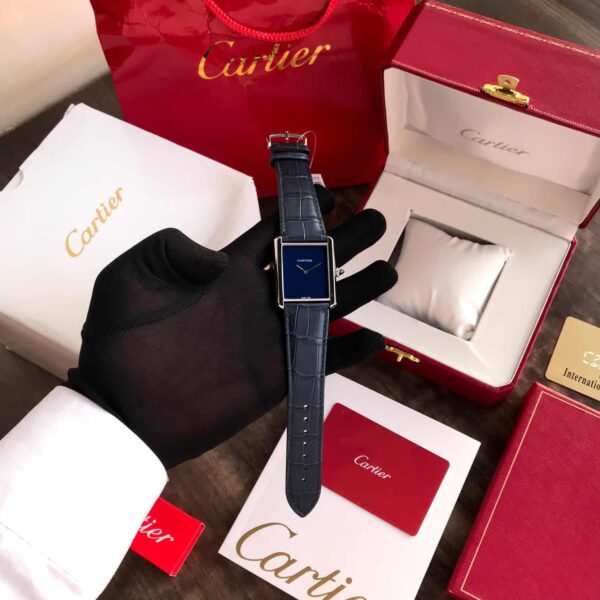 Cartier Tank Must Japanese Premium Medium  Silver Blue Unisex Watch - Image 9