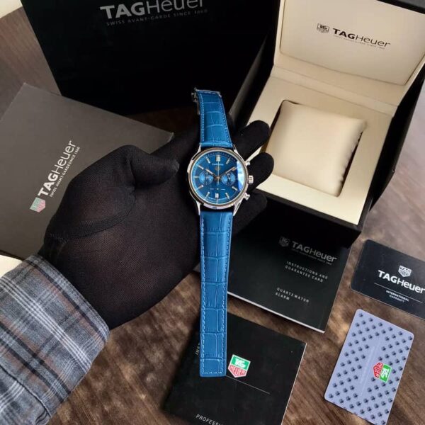 Tag Heuer Grand Carrera Blue Dial & Blue Leather Strap Japanese Master Quality Men’s Watch - Image 4