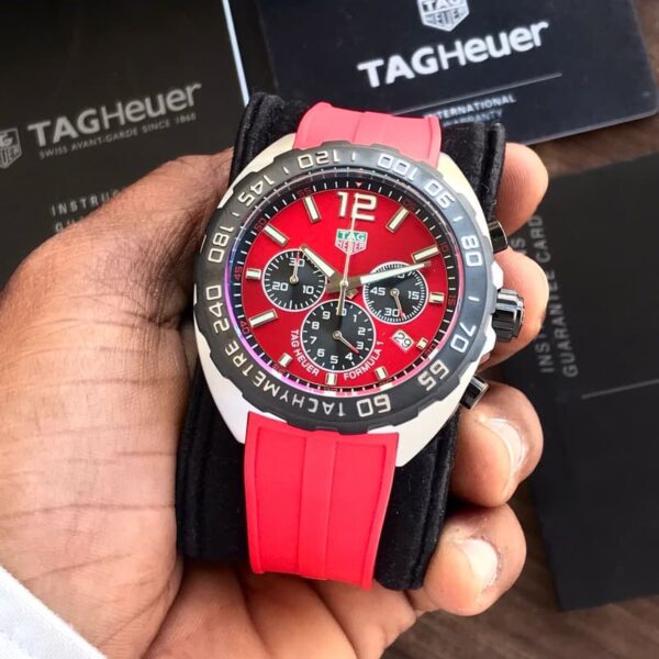 Tag Heuer Formula 1 Red Stainless Steel Japanese Quality Quartz Chronograph Master Quality Men’s Watch