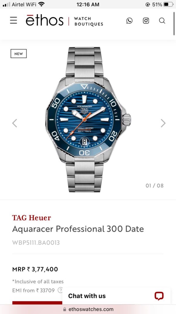 TAG Heuer Aquaracer Professional 300 Date Stainless Steel Automatic Mens Watch - Image 2