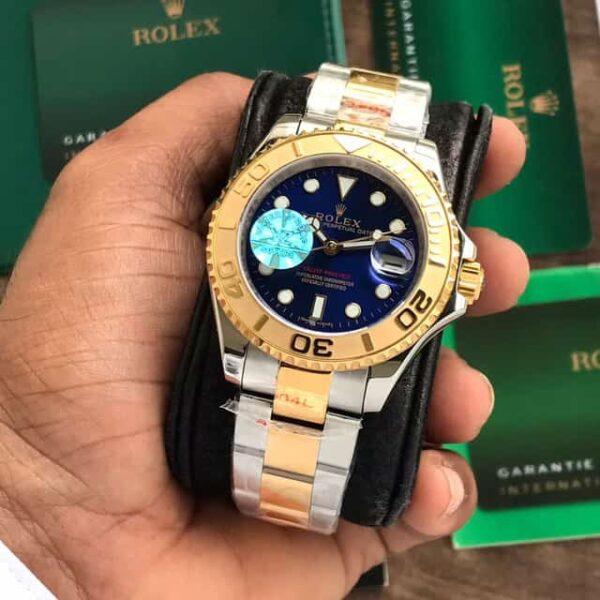 Rolex Yachtmaster Japanese Two Tone Gold & Blue Dial Mens Watch