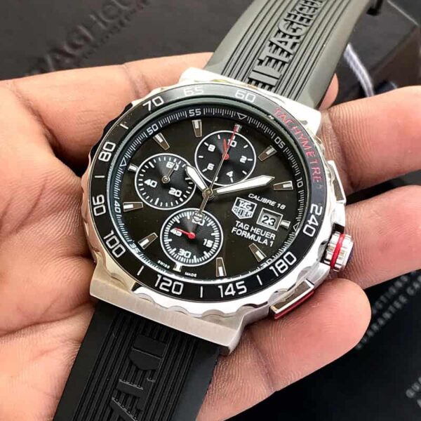 TAG Heuer Formula 1 Men’s 43mm Stainless Steel Quartz Chronograph Black Fiber Strap Master Quality Watch - Image 4