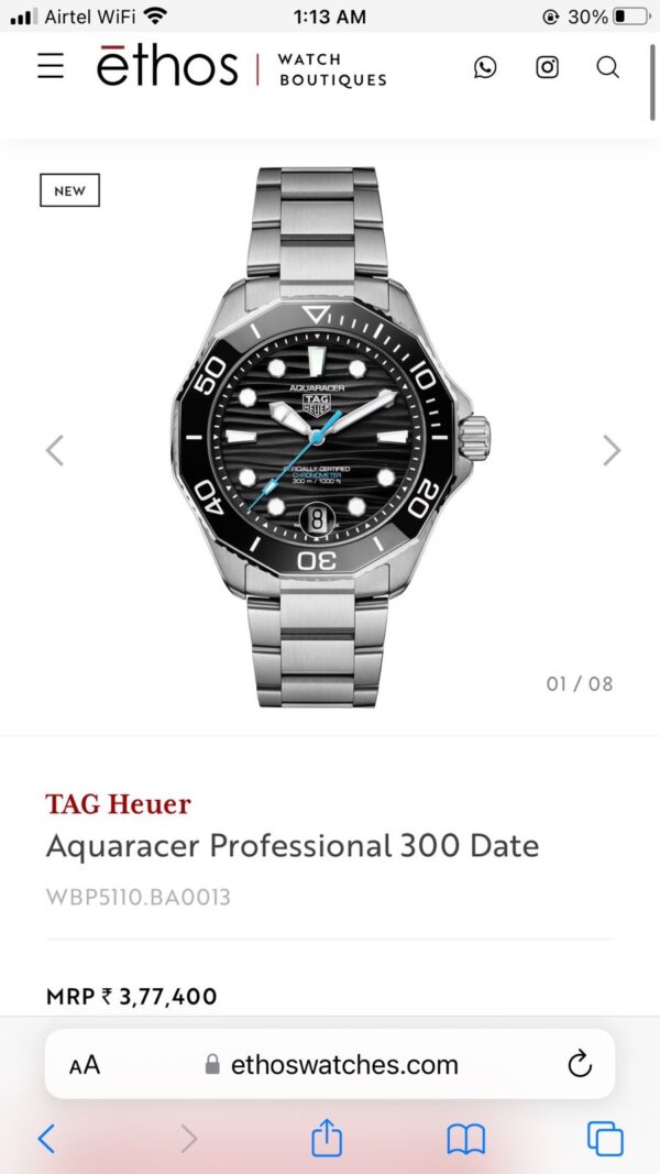 TAG Heuer Aquaracer Professional 300 Date Black Dial Automatic Men’s Watch - Image 2