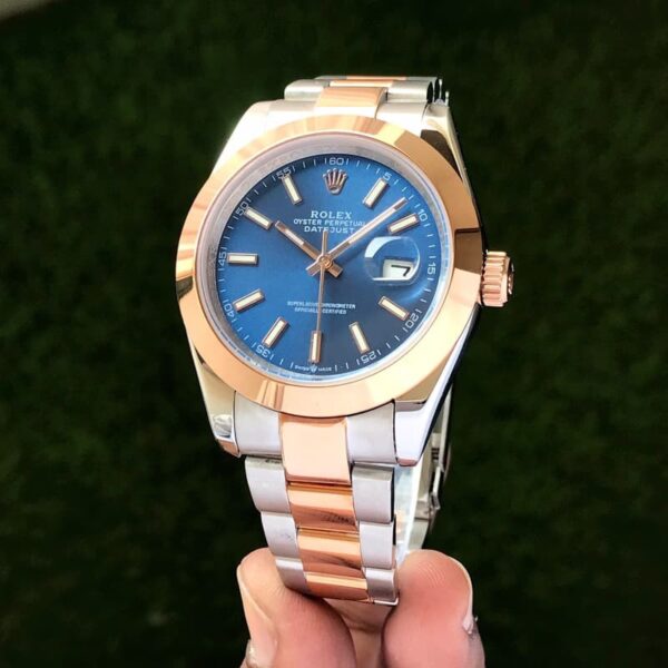 Rolex Date Just 41 Rose gold Blue Dial Automatic Two Tone Mens Watch - Image 2