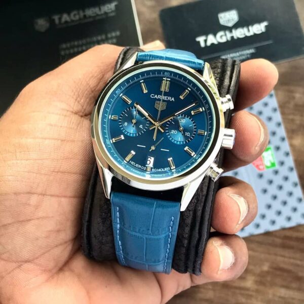 Tag Heuer Grand Carrera Blue Dial & Blue Leather Strap Japanese Master Quality Men’s Watch