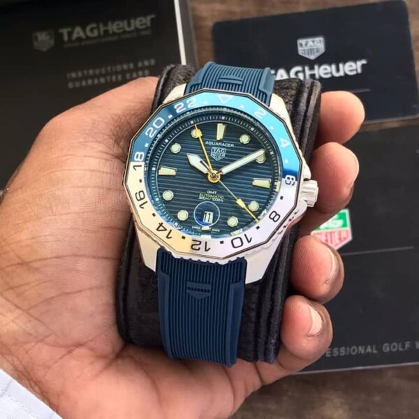 TAG Heuer Aquaracer Professional 300 GMT Blue Fiber Strap Automatic Mens Watch