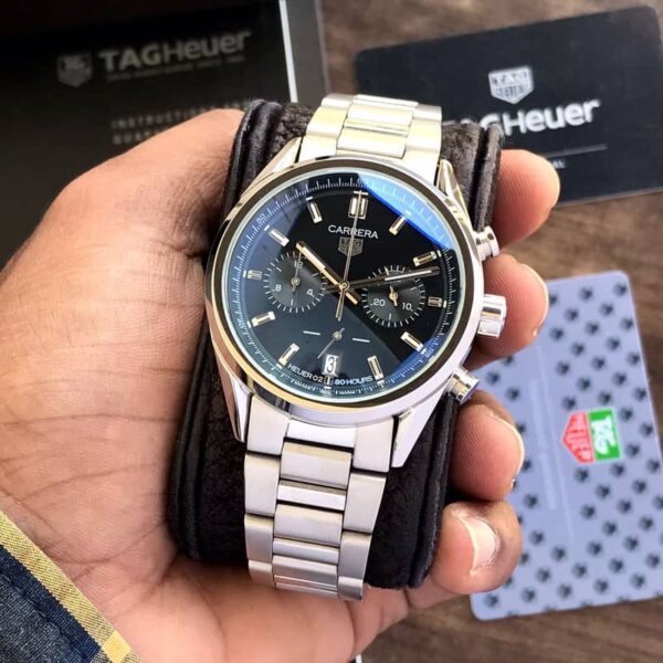 Tag Heuer Grand Carrera Black Dial & Stainless Steel Strap Japanese Master Quality Men’s Watch