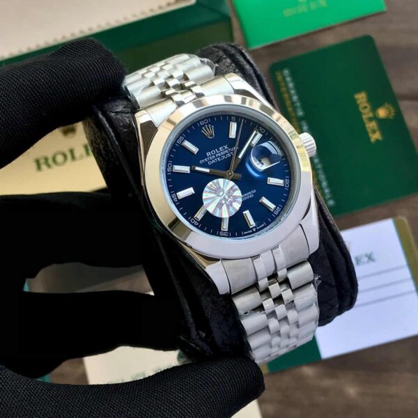 Rolex Date Just 41 Stainless Steel Silver Tone Blue Dial Japanese Automatic Master Quality Men’s Watch - Image 3