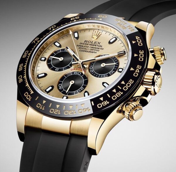 Rolex Daytona Cosmographs Yellow Gold Dial & Black Rubber Strap Japanese Master Quality Automatic Men’s Watch - Image 2