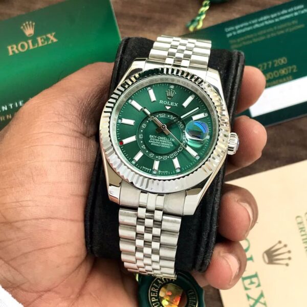 Rolex SkyDweller Stainless Steel Green Dial & Jubli Chain Strap Japanese Automatic Master Quality Men’s Watch