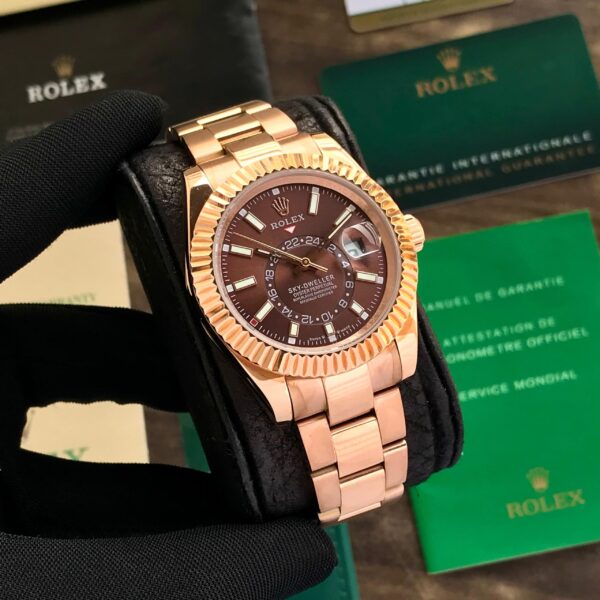 Rolex SkyDweller Rosegold Brown Dial Japanese Automatic Mens Watch - Image 3