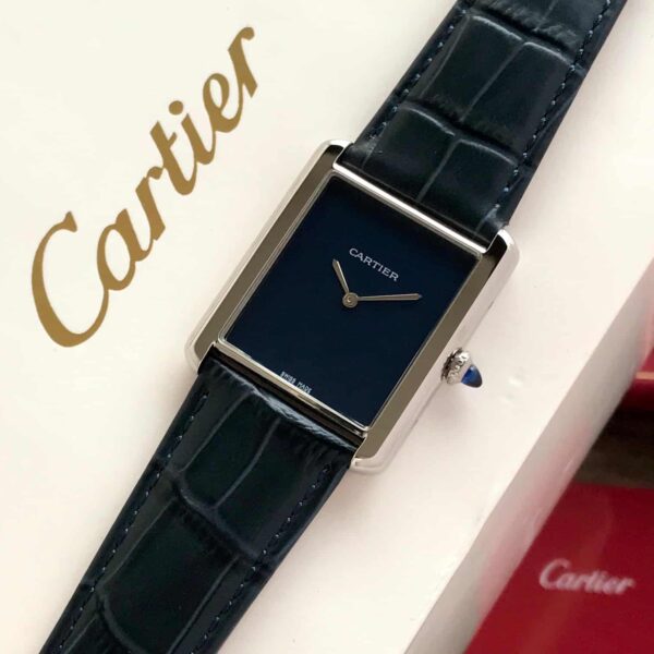 Cartier Tank Must Japanese Premium Medium  Silver Blue Unisex Watch - Image 4