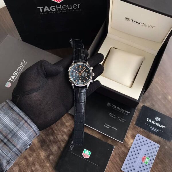 Tag Heuer Carrera Japanese Machinery Black Dial & Black Leather Strap Master Quality Mens Watch - Image 4