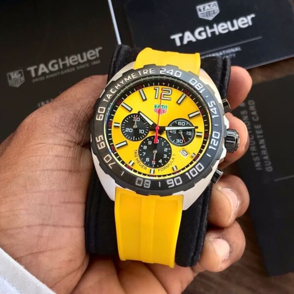 Tag Heuer Formula 1 Yellow Stainless Steel Japanese Quality Quartz Chronograph Master Quality Men’s Watch