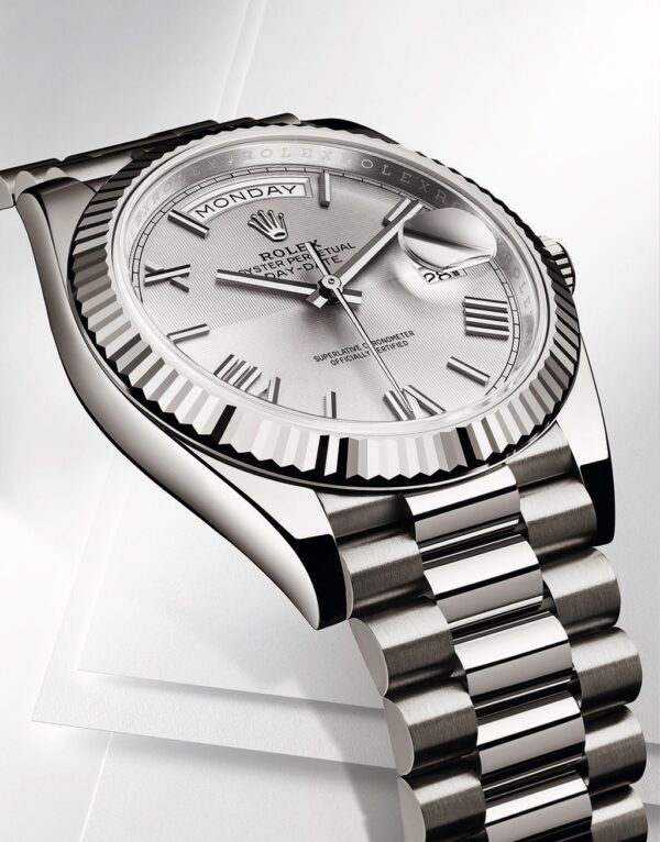 Rolex Day Date 41 Stainless Steel White Dial Japanese Master Quality Mens Watch - Image 2