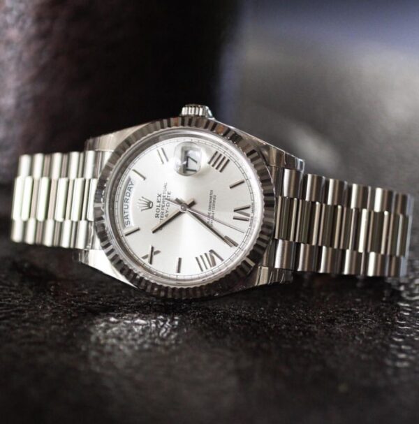 Rolex Day Date 41 Stainless Steel White Dial Japanese Master Quality Mens Watch - Image 3