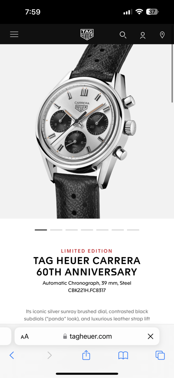 Tag Heuer Grand Carrera 60th Anniversary Limited Edition Japanese Master Quality Mens Watch - Image 2